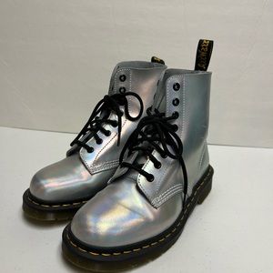 Dr Doc Martens silver,shiny,reflective, iridescent Pascal RS 8 eye boots EU39 8